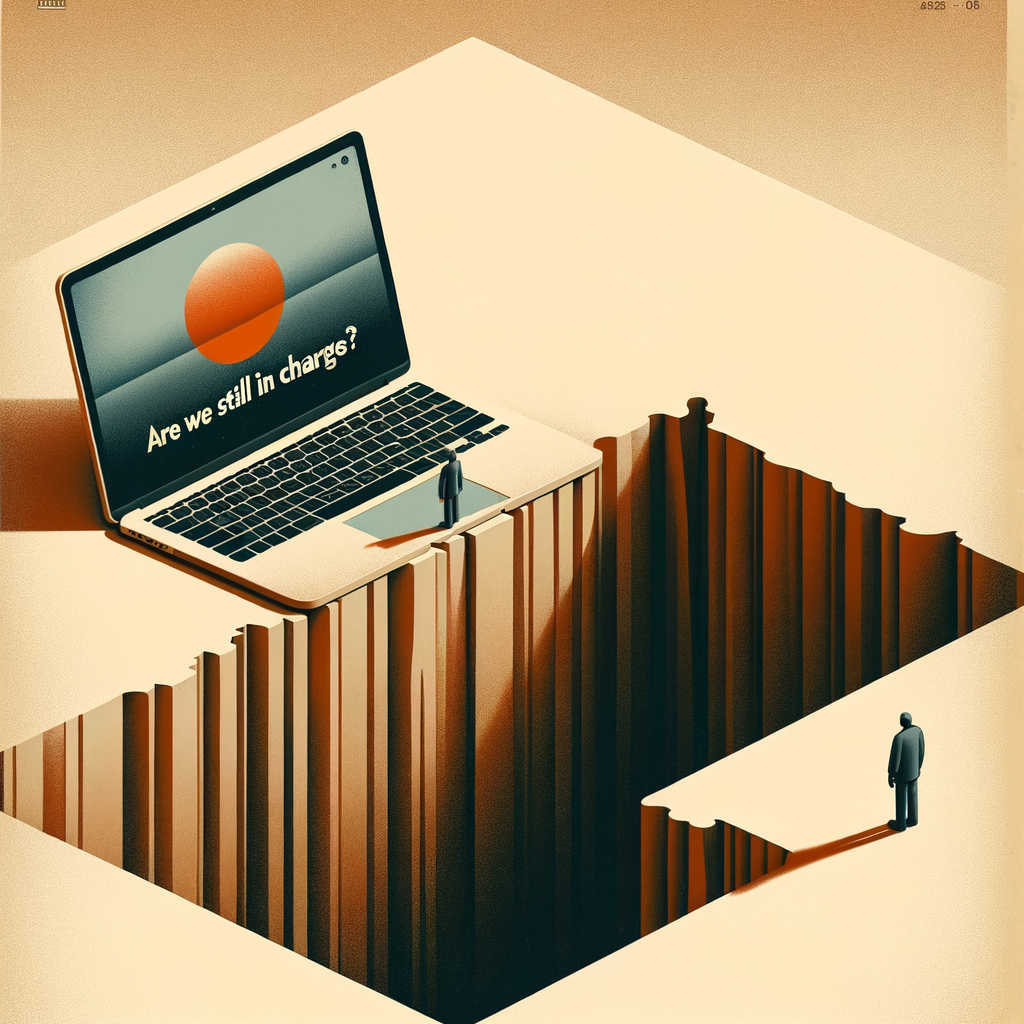 A flat, modern editorial illustration with a real headline rendered legibly inside the image. DALL·E 3's text rendering is its standout strength.